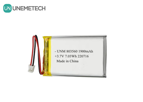 Baterai Litium Polimer Fleksibel yang Bisa Diisi Ulang 3.7V 1900mAh 803560 untuk senter