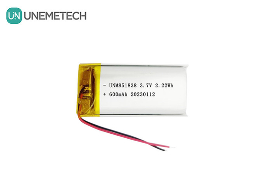 600mAh Baterai Li Polymer isi ulang 851838 3.7V Baterai Lipo Custom