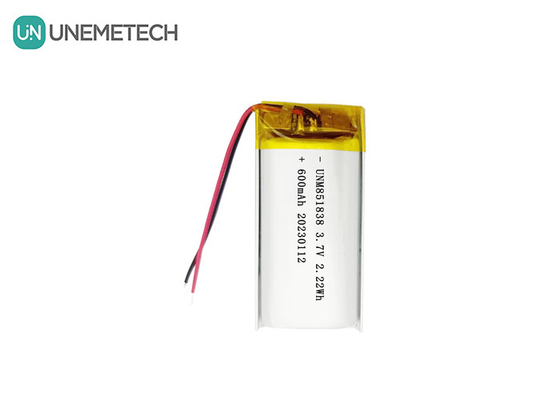 600mAh Baterai Li Polymer isi ulang 851838 3.7V Baterai Lipo Custom