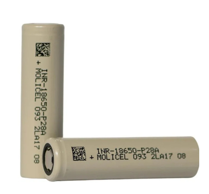 Molicel INR-18650-P28A 18650 Baterai 3.6V 2800mAh dengan 35A Max continuous discharge current