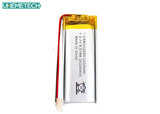 Baterai Lipo Custom 102050 3.7 V 1100mAh Li Polymer Battery Pack dengan CE Disetujui