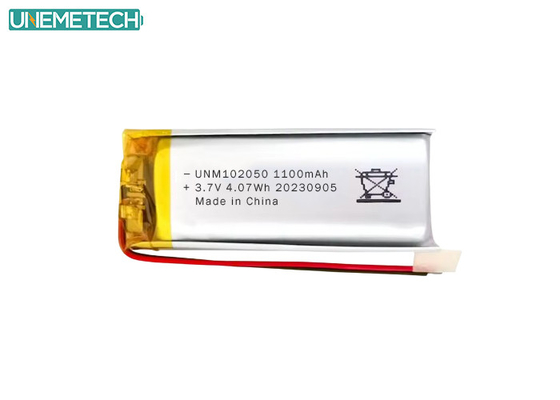 Baterai Lipo Custom 102050 3.7 V 1100mAh Li Polymer Battery Pack dengan CE Disetujui