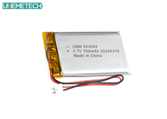 3.7 V 760mAh Lithium Polymer Battery 503048 dengan CE Disetujui untuk Smart Electronics
