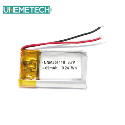 3.7V 65mAh 561118 Baterai Lithium Polymer yang dapat diisi ulang yang dapat disesuaikan untuk earbuds