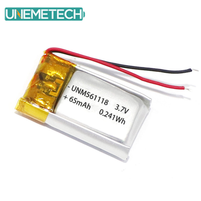 3.7V 65mAh 561118 Baterai Lithium Polymer yang dapat diisi ulang yang dapat disesuaikan untuk earbuds