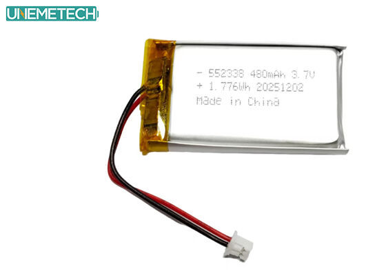 Kualitas Baterai Li Polymer Isi Ulang 552338 3.7V 480mAh dengan Petunjuk Baterai untuk Elektronik Konsumen pabrik