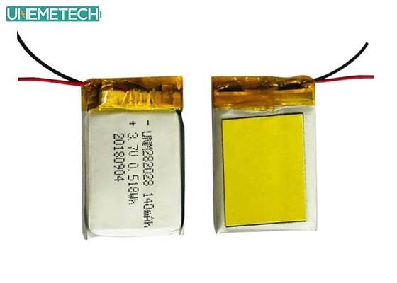Kualitas Baterai Lipo Self Discharge Low 282028 / 3.7V 140mAh Baterai Lithium Polymer untuk Perangkat Wearable pabrik