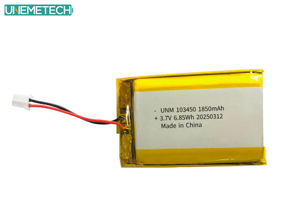 Kualitas 103450 3.7V 1850mAh Baterai Lipo isi ulang IEC62133 UN38.3 MSDS Baterai Lithium Polymer Disetujui pabrik