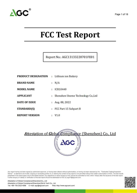 Cina Shenzhen Uneme Technology Co.,Ltd Sertifikasi